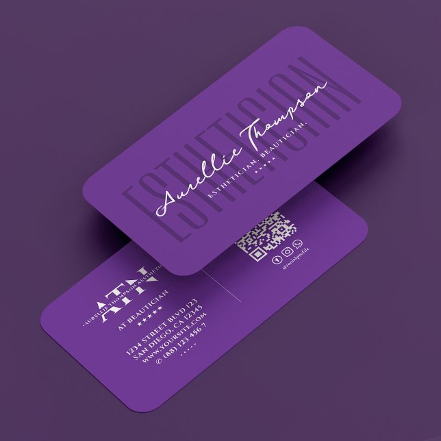 Tarjeta De Visita Cosmetólogo estético Royal Purple Beauticist (Aesthetic Royal Purple Beautician Cosmetologist Business Card
)