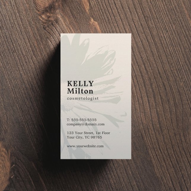 Tarjeta De Visita Cosmetólogo floral simple y elegante (Subido por el creador)