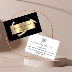 Tarjeta De Visita Cosmetólogo Jeringa Botox B12 QRCode Negro