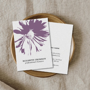 Tarjeta De Visita Cosmetólogo morado de textura floral elegante mode