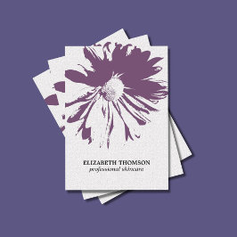 Tarjeta De Visita Cosmetólogo morado de textura floral elegante mode