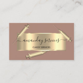 Tarjeta De Visita Cosmetólogo Syringe Botox B12 Rosa QRCode