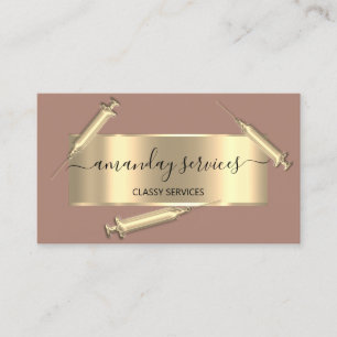 Tarjeta De Visita Cosmetólogo Syringe Botox B12 Rosa QRCode