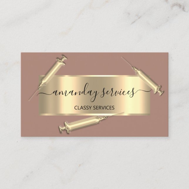 Tarjeta De Visita Cosmetólogo Syringe Botox B12 Rosa QRCode (Anverso)