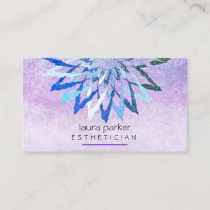 Tarjeta De Visita Cosmetólogo Verde azulado morado de la flor Lotus