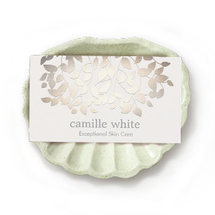 Tarjeta De Visita Cosmetology Faux Gold Leaves Spa