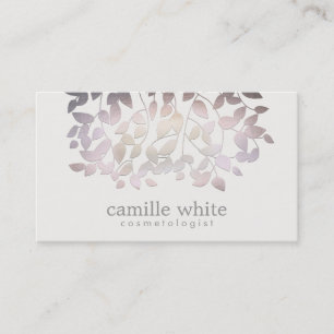 Tarjeta De Visita Cosmetology Faux Purple Relieve metalizado deja la