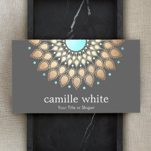 Tarjeta De Visita Cosmetology Gold Ornate Motif Gray