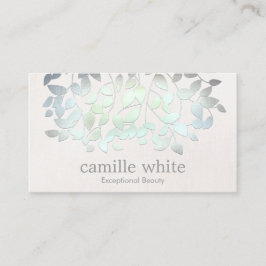 Tarjeta De Visita Cosmetology Spa Blue Green Leaves Linden Look