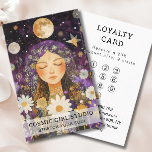 Tarjeta De Visita Cosmic Girl Boho Moon Salon Lealtad