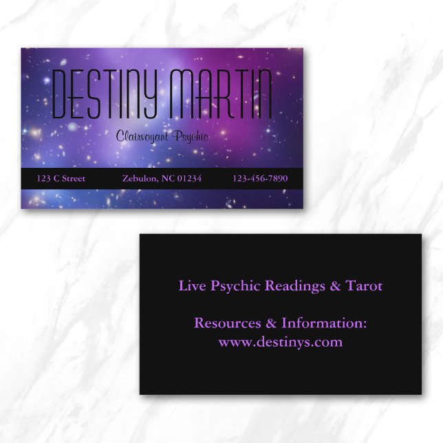 Tarjeta De Visita Cósmico Metafísico Morado Bonito (Pretty Purple Cosmic Metaphysical Business Card)
