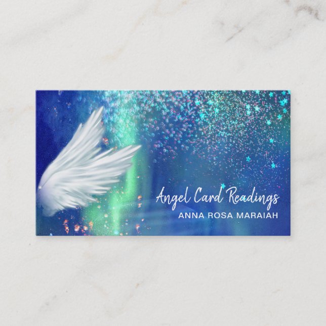 Tarjeta De Visita *~* Cosmos Stars Galaxy Angel Wing Blue Universe (Anverso)