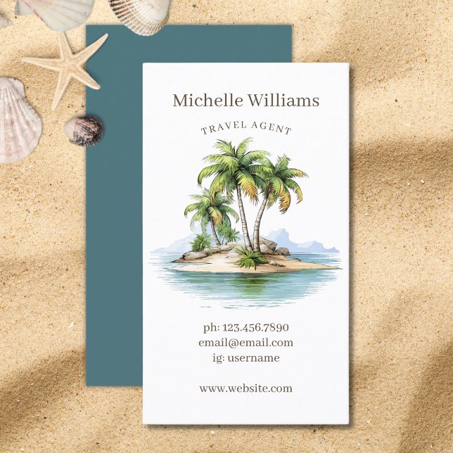 Tarjeta De Visita Costa de las Palmeras Tropicales (Tropical Beach Palm Trees Costal Business Card)