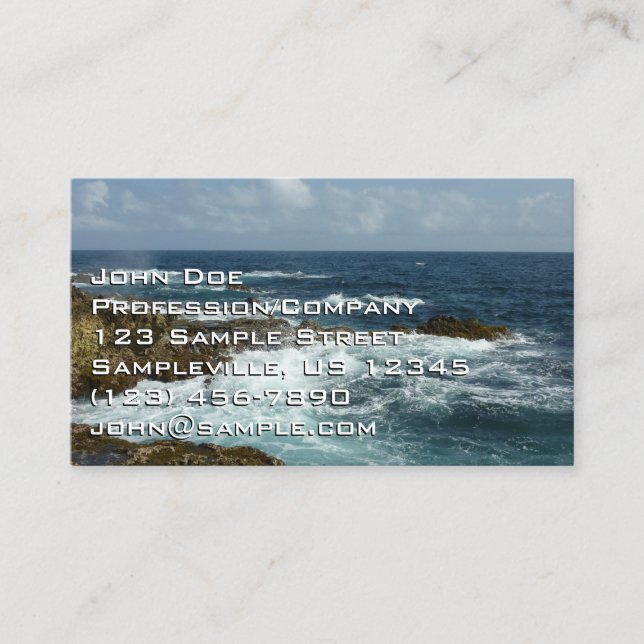 Tarjeta De Visita Costa Rocosa y Océano Azul de Aruba (Anverso)