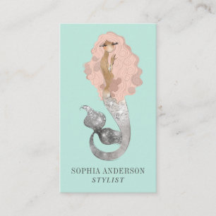 Tarjeta De Visita Costera Femenina De Sirena Elegante