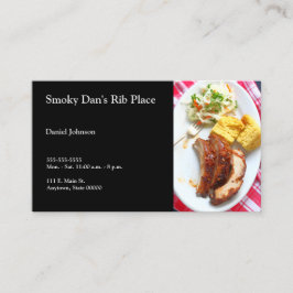 Tarjeta De Visita Costillas de espalda BBQ sobre tela a cuadros