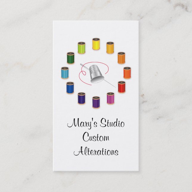 Tarjeta De Visita Costura, aguja y hilos de discusión (Anverso)