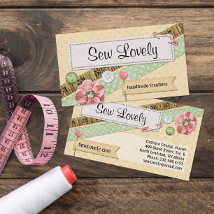Tarjeta De Visita Costura de costura, botones y lazo Shabby Chic Pin