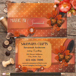 Tarjeta De Visita Costura Quilting Naranja Arte