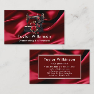Tarjeta De Visita Costurera de máquina de coser roja