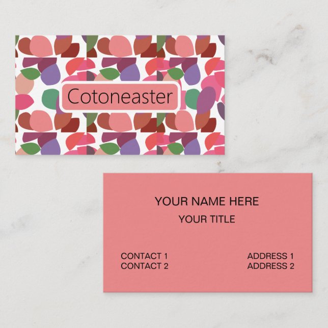 Tarjeta De Visita Cotoneaster Colorful Leaves Botanical (Anverso / Reverso)