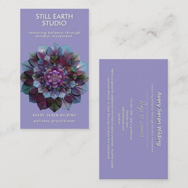 Tarjeta De Visita Council of Leaves | Mandala Art P&B (Anverso / Reverso)