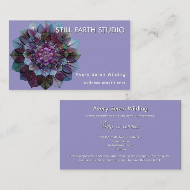 Tarjeta De Visita Council of Leaves | Mandala Art P&B (Anverso / Reverso)