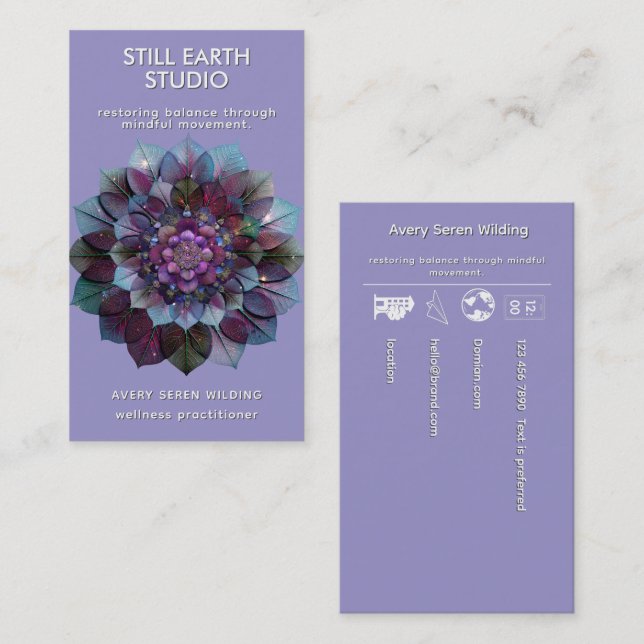 Tarjeta De Visita Council of Leaves | Mandala Art P&B (Anverso / Reverso)