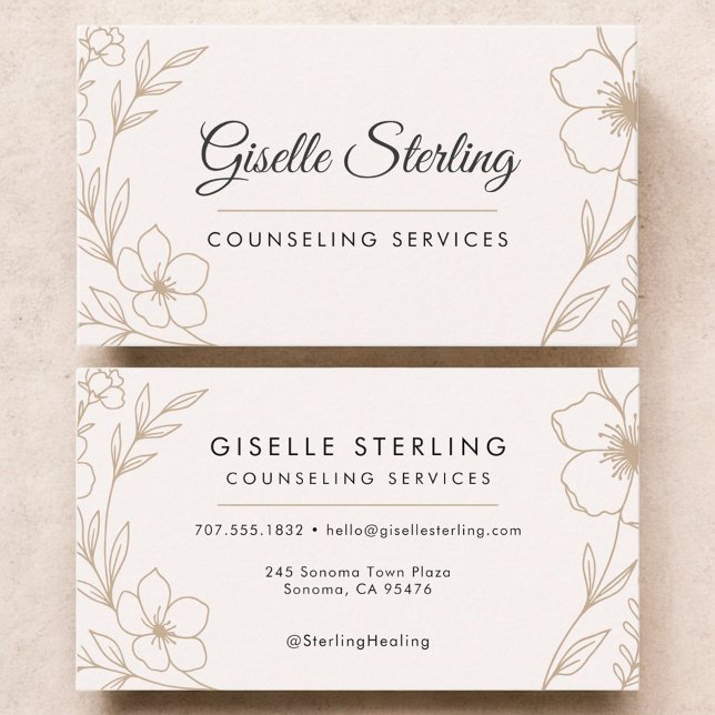 Tarjeta De Visita Counseling Services Botanical Floral  (Subido por el creador)