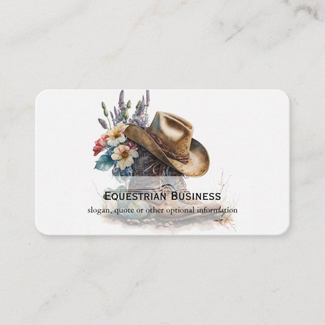 Tarjeta De Visita Country Cowgirl Boots Flower Hat Texas (Anverso)