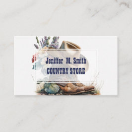 Tarjeta De Visita Country Cowgirl Boots Flower Hat Texas