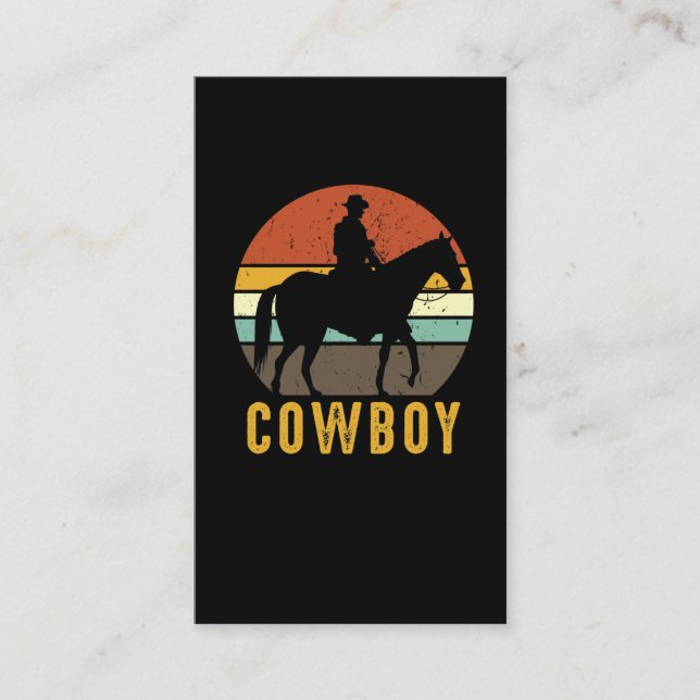 Tarjeta De Visita Country Retro Cowboy Western Horse Rider (Anverso)