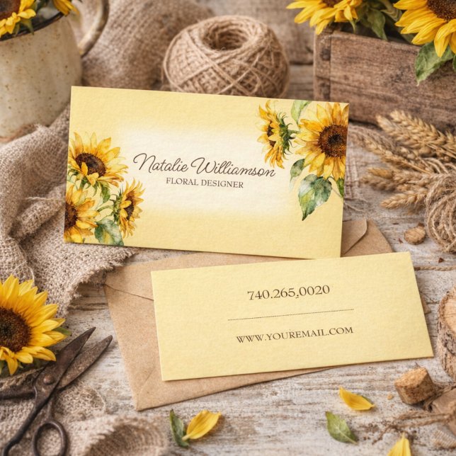 Tarjeta De Visita Country Sunflowers with QR Code Business Card (Subido por el creador)
