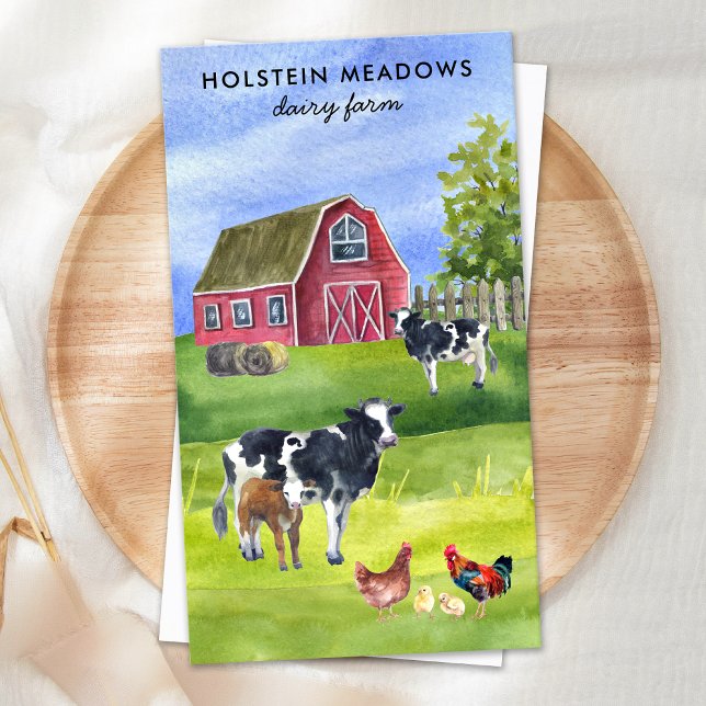 Tarjeta De Visita Cow Farm Holstein Dairy Watercolor (Subido por el creador)