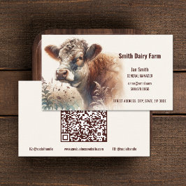 Tarjeta De Visita Cow QR Code Business Cards