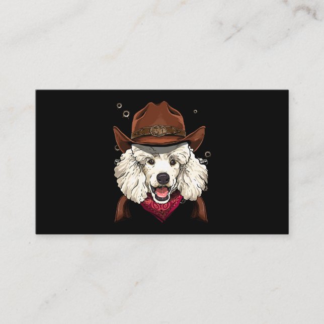 Tarjeta De Visita Cowboy Poodle Western Rodeo Cowboy Gorra y Bandana (Anverso)