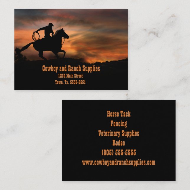 Tarjeta De Visita Cowboy Ranch Horse Tack Fering (Anverso / Reverso)