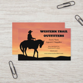 Tarjeta De Visita Cowboy Sunset Horse Suministra Entrenamiento Board