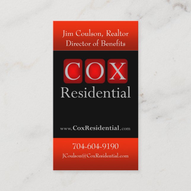 Tarjeta De Visita $cox residencial (Anverso)