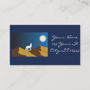 Tarjeta De Visita Coyote del desierto que grita la Luna Llena