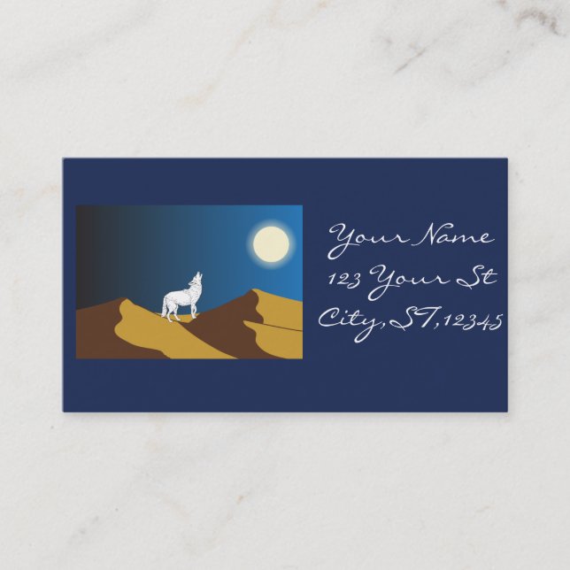 Tarjeta De Visita Coyote del desierto que grita la Luna Llena (Anverso)