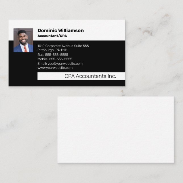 Tarjeta De Visita CPA | Contable Profesional Black | Oro Busina (Anverso / Reverso)