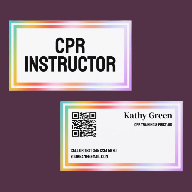 Tarjeta De Visita CPR Instructor Custom Vcard QR (CPR Instructor Custom Vcard QR Business Cards)
