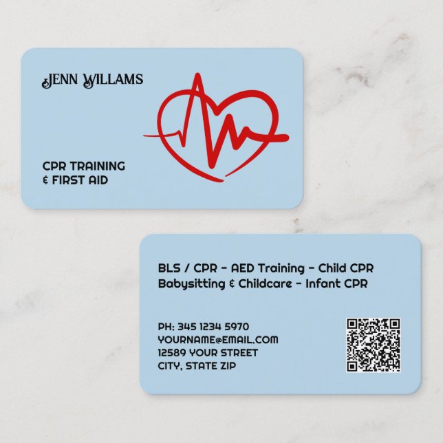 Tarjeta De Visita CPR Instructor QR (Anverso / Reverso)