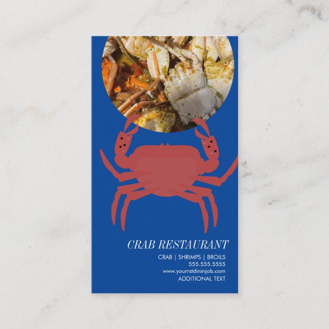Tarjeta De Visita Crab Seafood Broil Restaurant Business Card (Anverso)