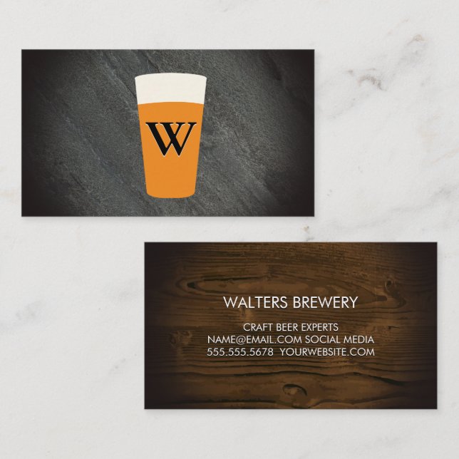 Tarjeta De Visita Craft Beer | Madera de piedra (Anverso / Reverso)