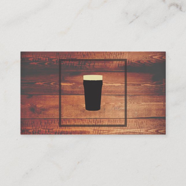 Tarjeta De Visita Craft Beer Rustic Wood Square Element (Anverso)