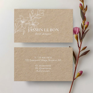 Tarjeta De Visita Craft   Moda Floral mínima