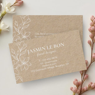 Tarjeta De Visita Craft   Moda Floral mínima
