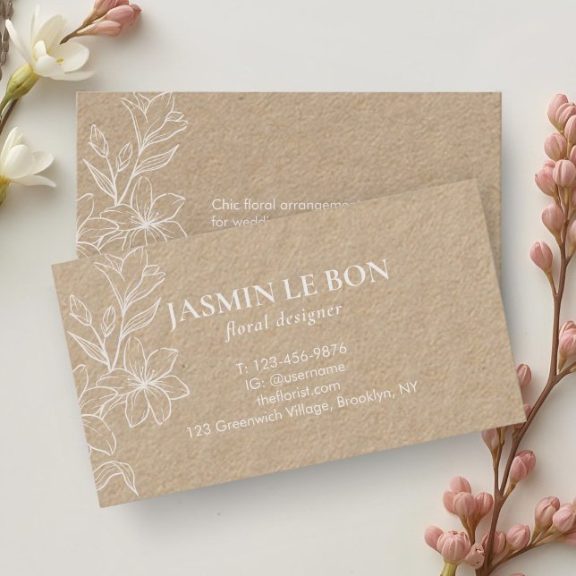 Tarjeta De Visita Craft | Moda Floral mínima (Subido por el creador)